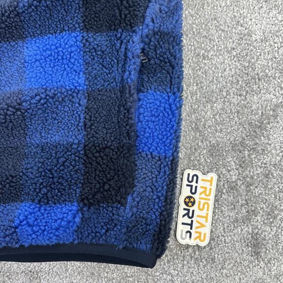 Nike Sherpa Fleece Pullover Mens Medium Blue Buffalo Plaid 1/4 Zip FZ0896-475 - Picture 3 of 11